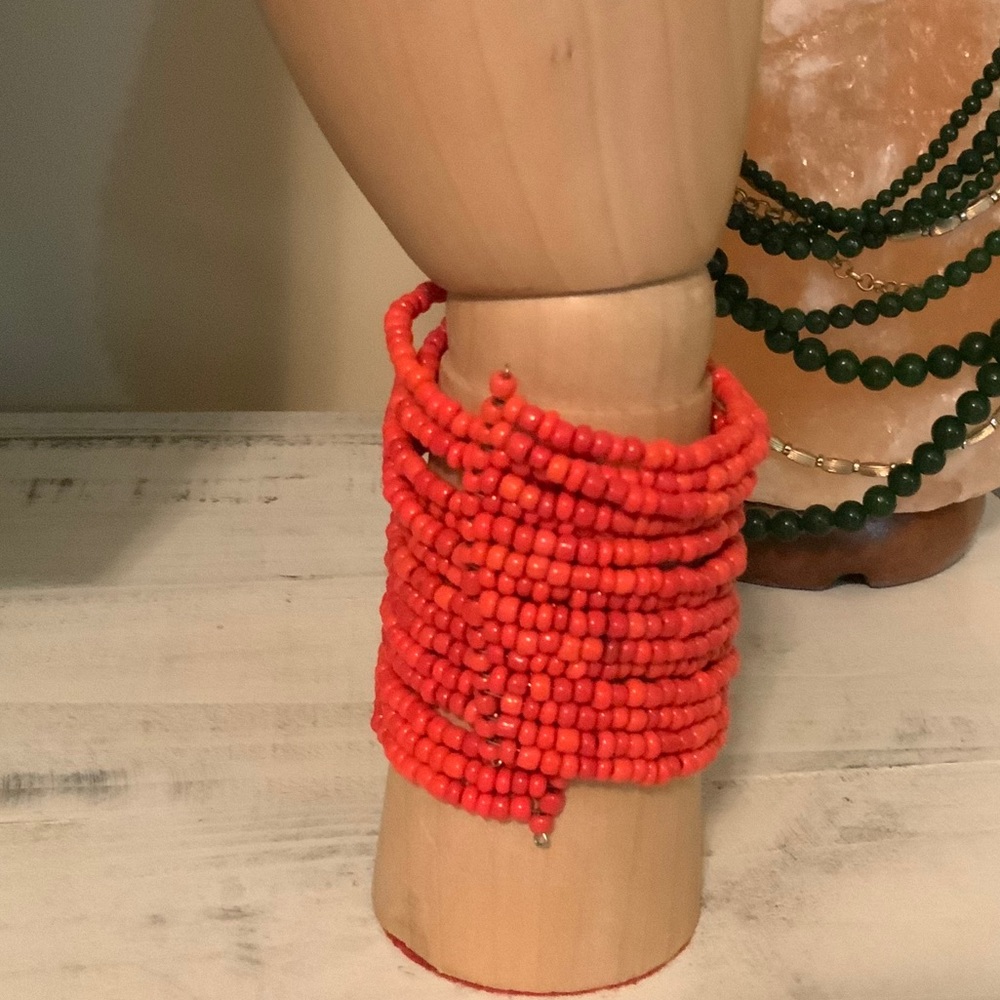 Orange wrap beaded bracelet
